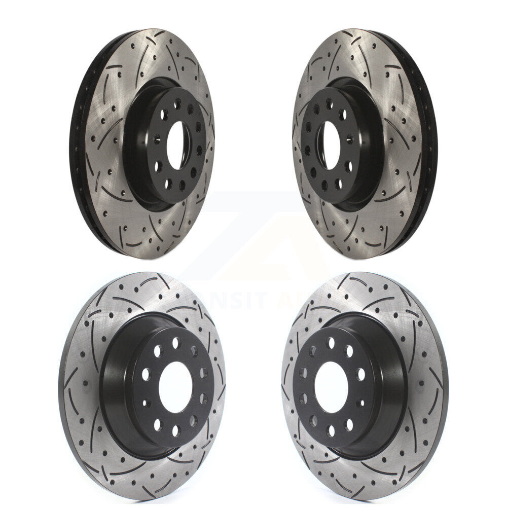 Coated Drilled Slotted Disc Brake Rotors Front Rear Kit For Audi Q3 Quattro TT