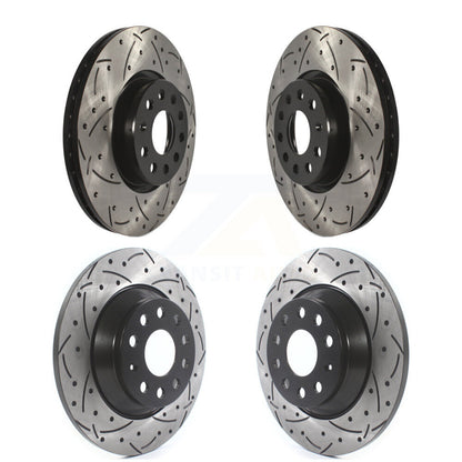 Coated Drilled Slotted Disc Brake Rotors Front Rear Kit For Audi Q3 Quattro TT