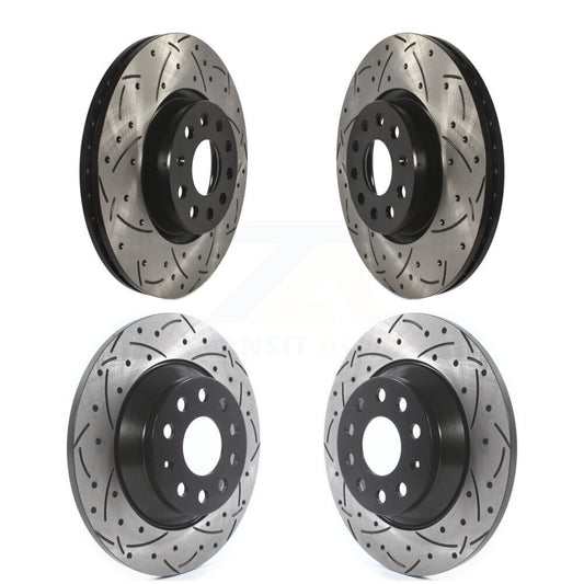 Coated Drilled Slotted Disc Brake Rotors Front Rear Kit For Audi Q3 Quattro TT