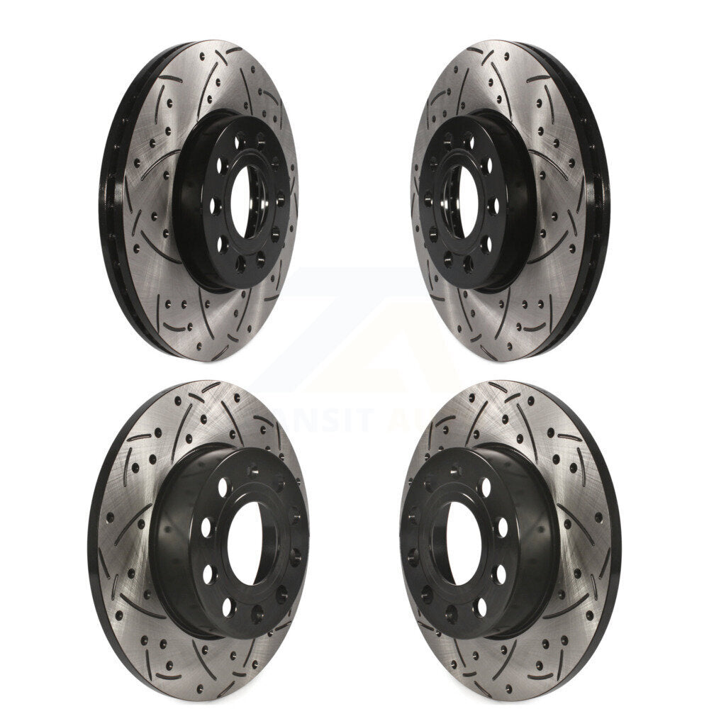 Coated Drilled Slotted Disc Brake Rotors Front Rear Kit For Volkswagen Rabbit
