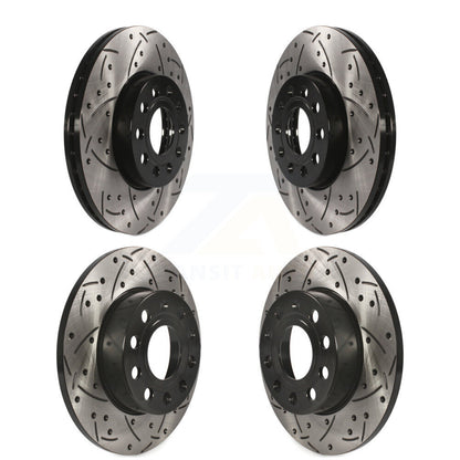 Coated Drilled Slotted Disc Brake Rotors Front Rear Kit For Volkswagen Rabbit