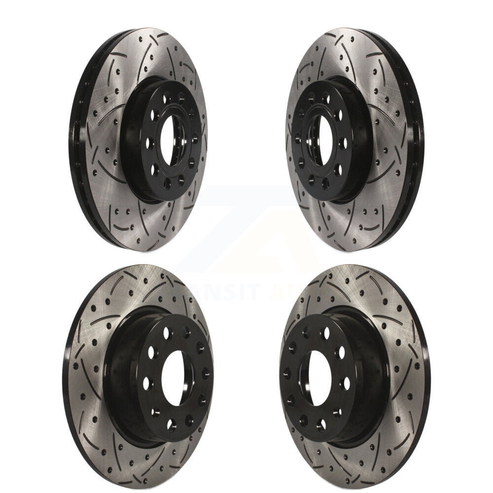 Drilled Slot Brake Rotor Front Rear Kit For Volkswagen Golf SportWagen Taos Audi