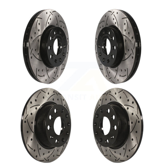 Drilled Slot Brake Rotor Front Rear Kit For Volkswagen Golf SportWagen Taos Audi