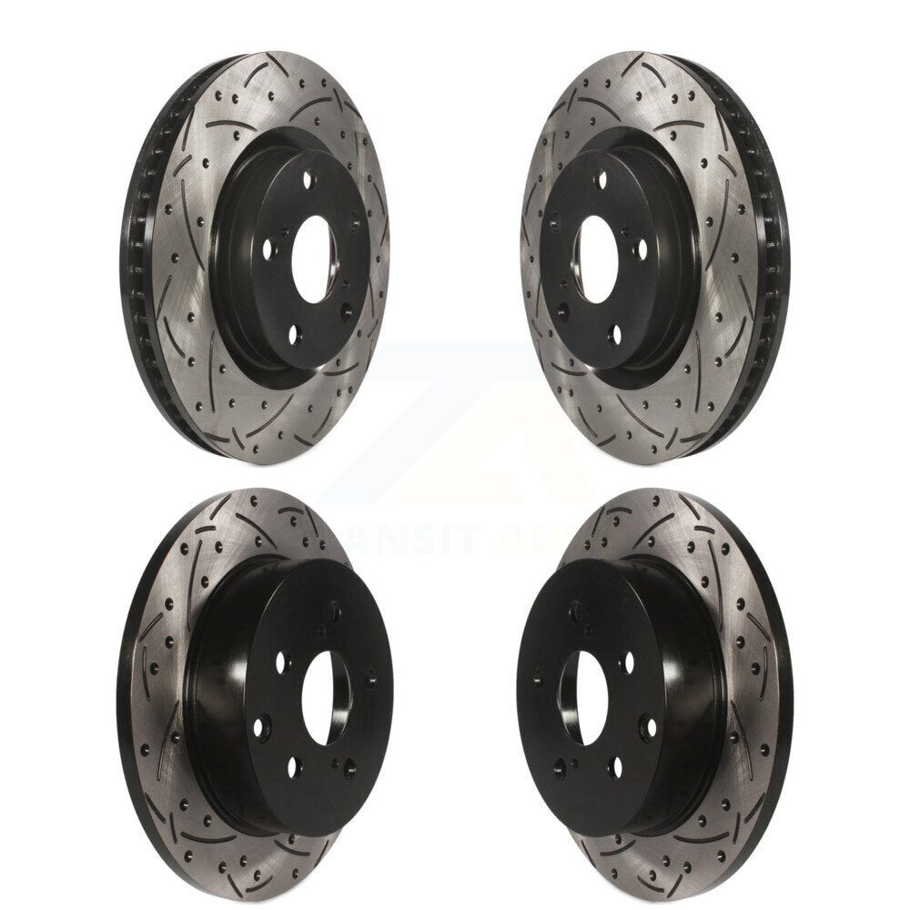 Coated Drilled Slotted Disc Brake Rotors Front Rear Kit For Toyota RAV4