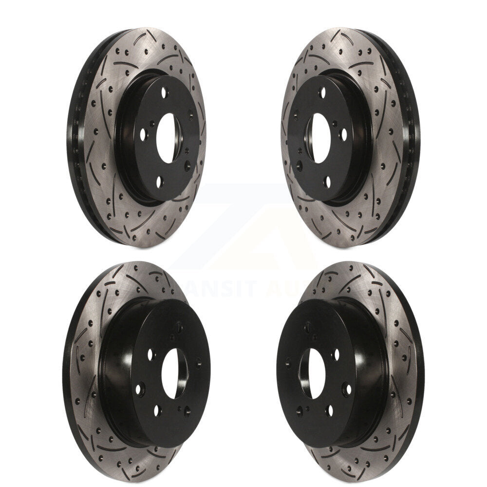 Coated Drilled Slot Disc Brake Rotor Front Rear Kit For Toyota RAV4 Lexus HS250h