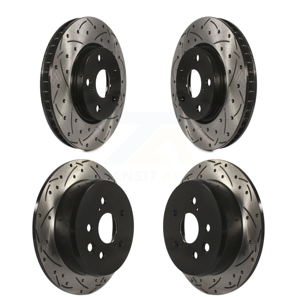 Coated Drilled Slotted Disc Brake Rotors Front Rear Kit For Lexus IS250