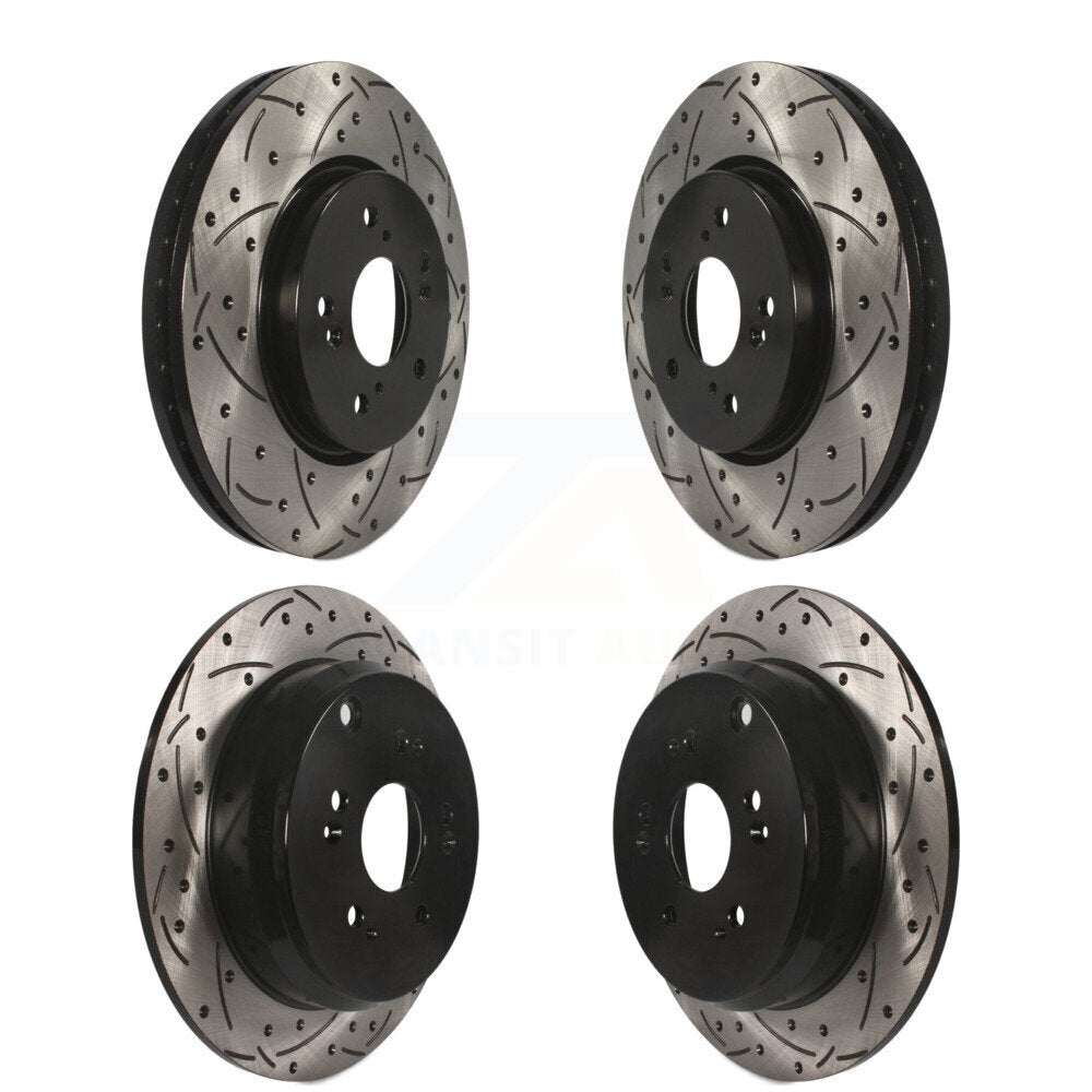 Coated Drilled Slotted Disc Brake Rotors Front Rear Kit For Honda CR-V Acura RDX