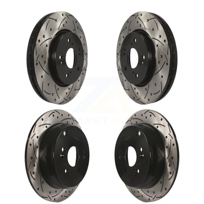 Coated Drilled Slotted Disc Brake Rotors Front Rear Kit For Honda CR-V Acura RDX