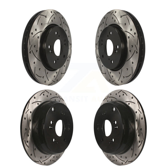 Coated Drilled Slotted Disc Brake Rotors Front Rear Kit For Honda CR-V Acura RDX
