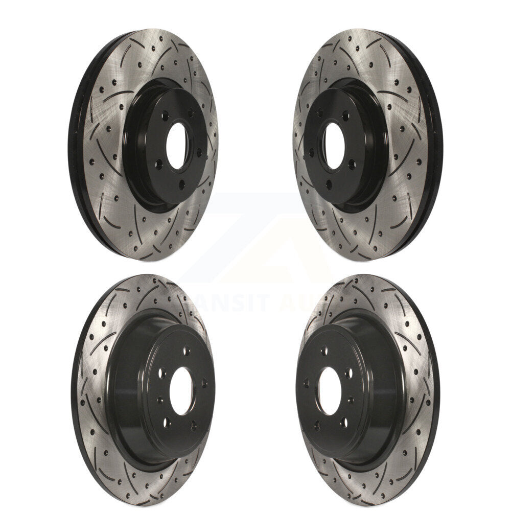 Coated Drilled Slot Disc Brake Rotors Front Rear Kit For Ford Escape Lincoln MKC