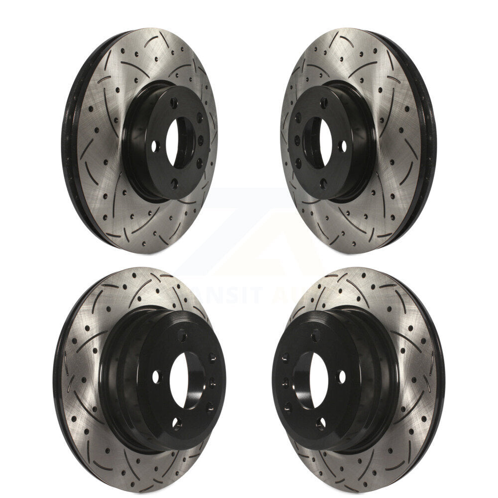 Coated Drilled Slotted Disc Brake Rotors Front Rear Kit For BMW X5 X6