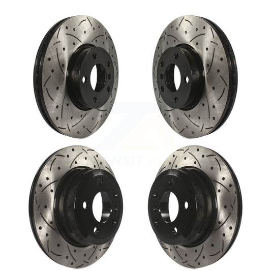 Coated Drilled Slotted Disc Brake Rotors Front Rear Kit For BMW X5 X6