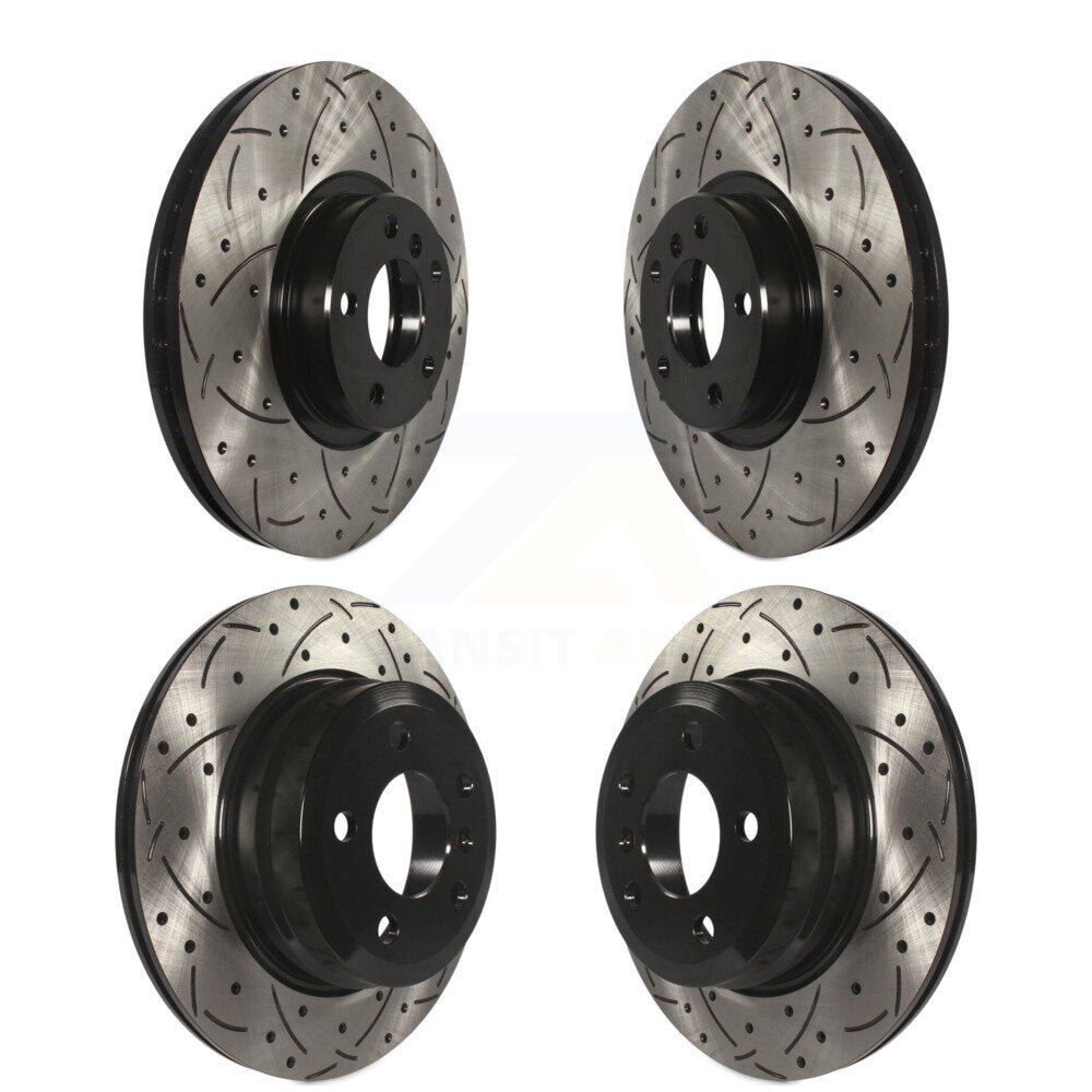 Coated Drilled Slotted Disc Brake Rotors Front Rear Kit For BMW X5 X6