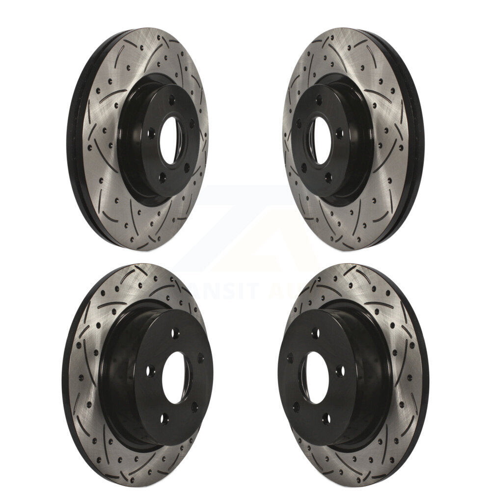 Coated Drilled Slotted Disc Brake Rotors Front Rear Kit For Ford Escape C-Max