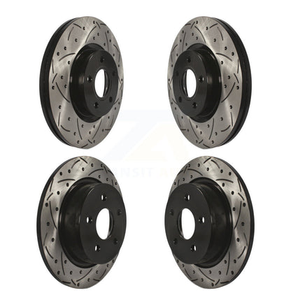 Coated Drilled Slotted Disc Brake Rotors Front Rear Kit For Ford Escape C-Max
