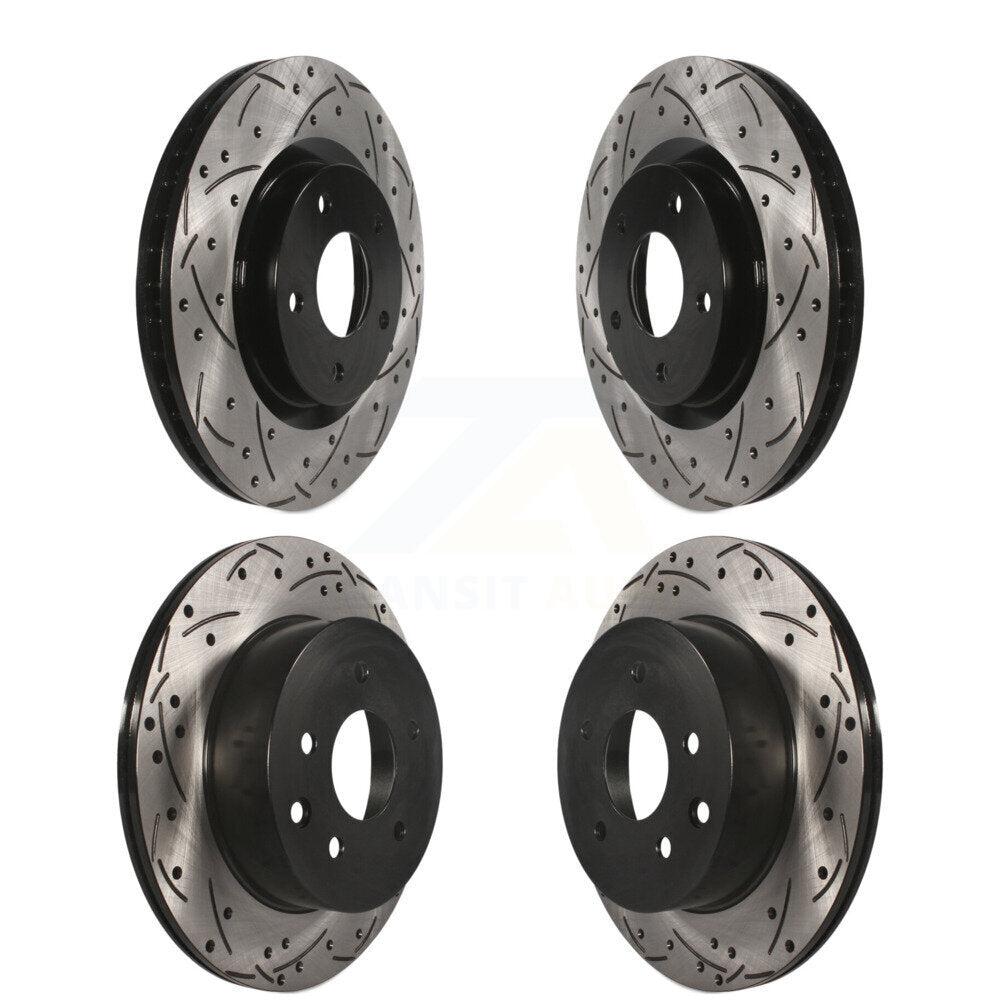 Coated Drilled Slotted Disc Brake Rotors Front Rear Kit For Nissan Rogue Select