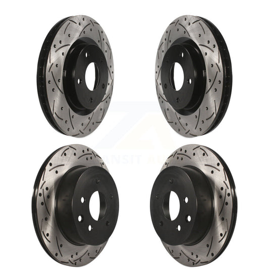 Coated Drilled Slotted Disc Brake Rotors Front Rear Kit For Nissan Rogue Select