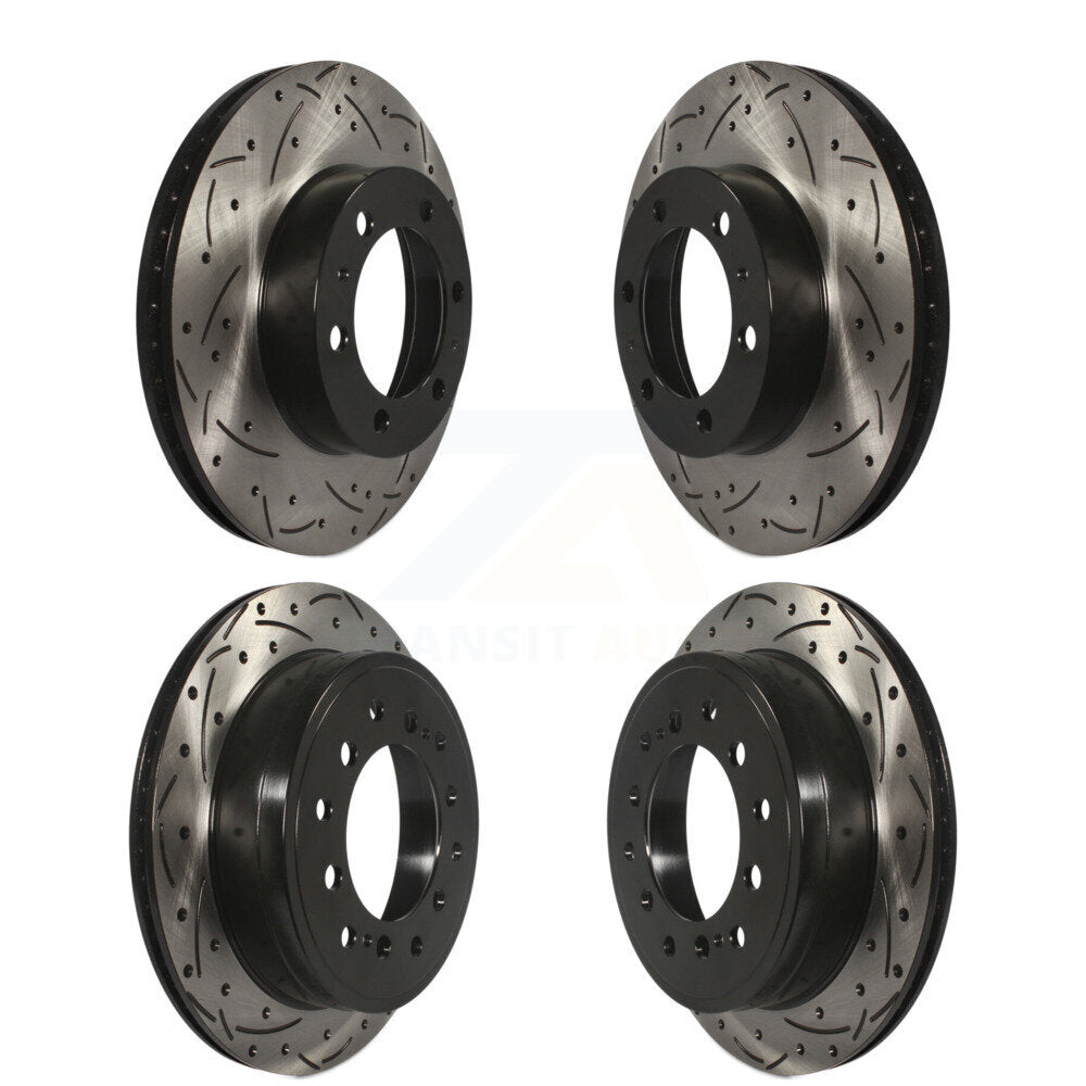 Coat Drill Slot Disc Brake Rotors Front Rear Kit For 2010-2014 Toyota FJ Cruiser