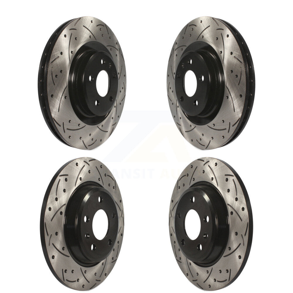 Coated Drilled Slotted Disc Brake Rotors Front Rear Kit For Audi Q5 A6