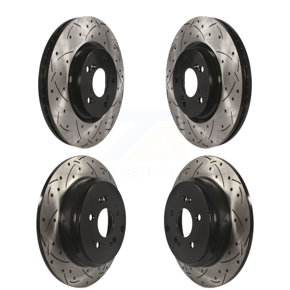 Coated Drilled Slot Disc Brake Rotors Front Rear Kit For 2011-2014 Honda Odyssey