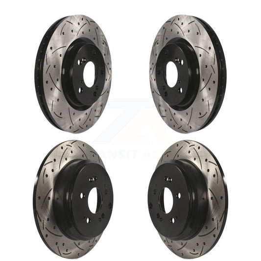 Coated Drilled Slot Disc Brake Rotors Front Rear Kit For 2011-2014 Honda Odyssey
