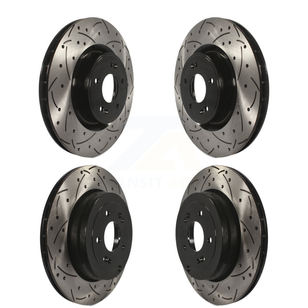 Coated Drilled Slotted Disc Brake Rotor Front Rear Kit For Hyundai Genesis Coupe