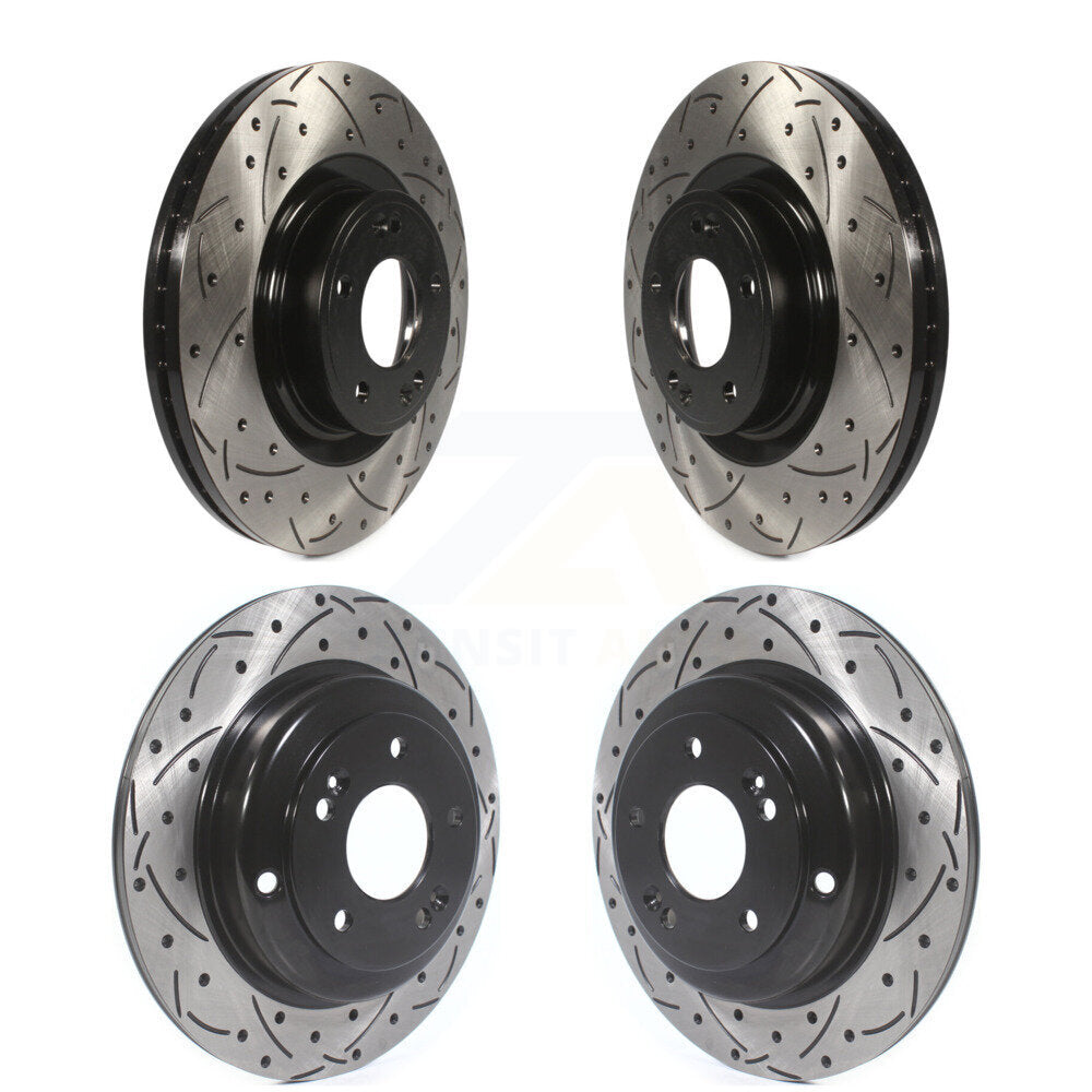 Coated Drilled Slotted Disc Brake Rotor Front Rear Kit For Hyundai Genesis Coupe