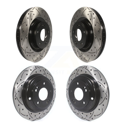 Coated Drilled Slotted Disc Brake Rotor Front Rear Kit For Hyundai Genesis Coupe