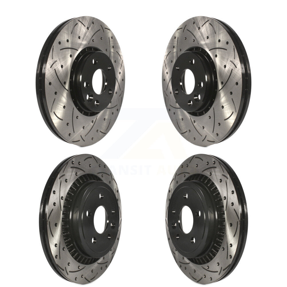 Coated Drilled Slotted Disc Brake Rotors Front Rear Kit For Volvo XC60