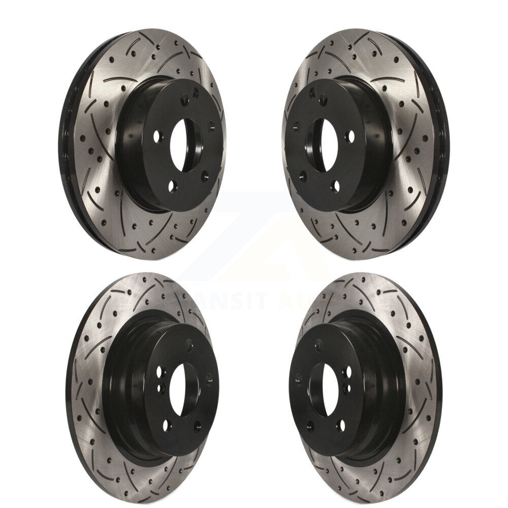 Coated Drilled Slot Disc Brake Rotors Front Rear Kit For Mercedes-Benz C250 C230