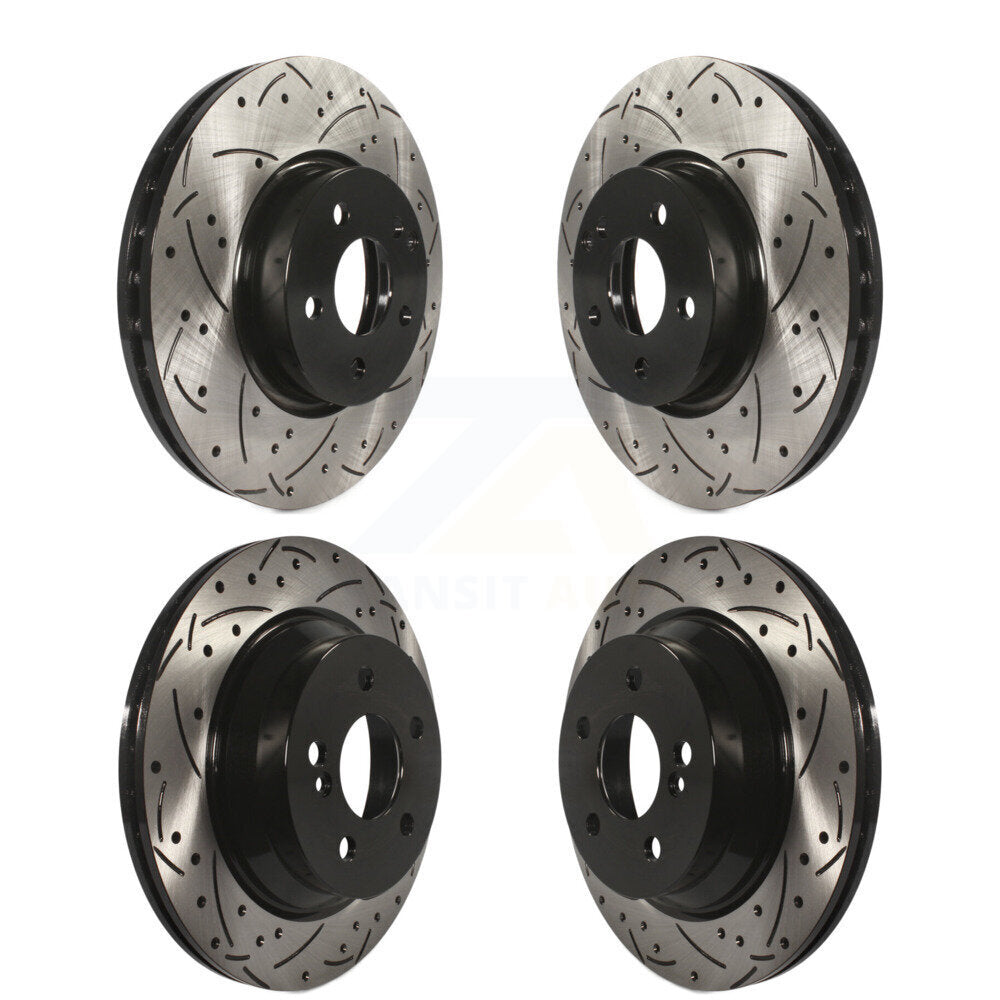 Coated Drilled Slot Disc Brake Rotors Front Rear Kit For Mercedes-Benz E350 E400