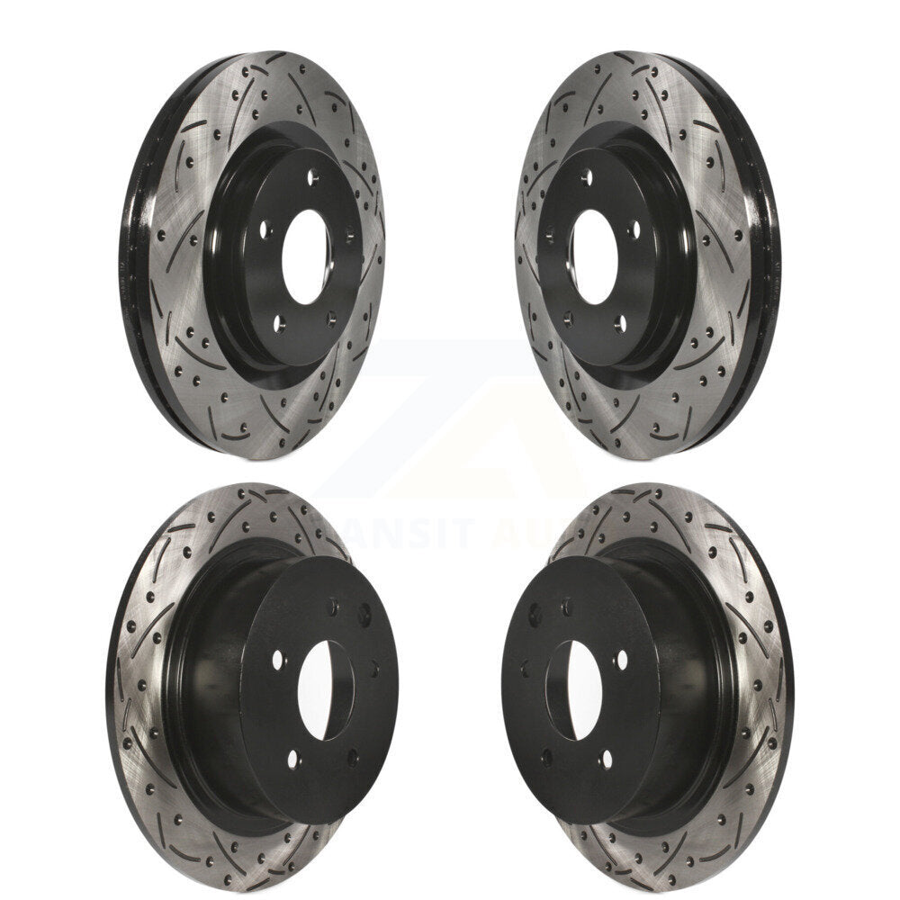 Coated Drilled Slotted Disc Brake Rotors Front Rear Kit For Nissan Sentra Juke
