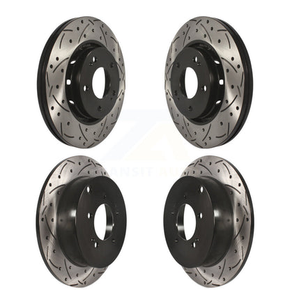 Coated Drilled Slotted Disc Brake Rotors Front Rear Kit For Mitsubishi Lancer
