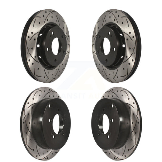 Coated Drilled Slotted Disc Brake Rotors Front Rear Kit For Mitsubishi Lancer