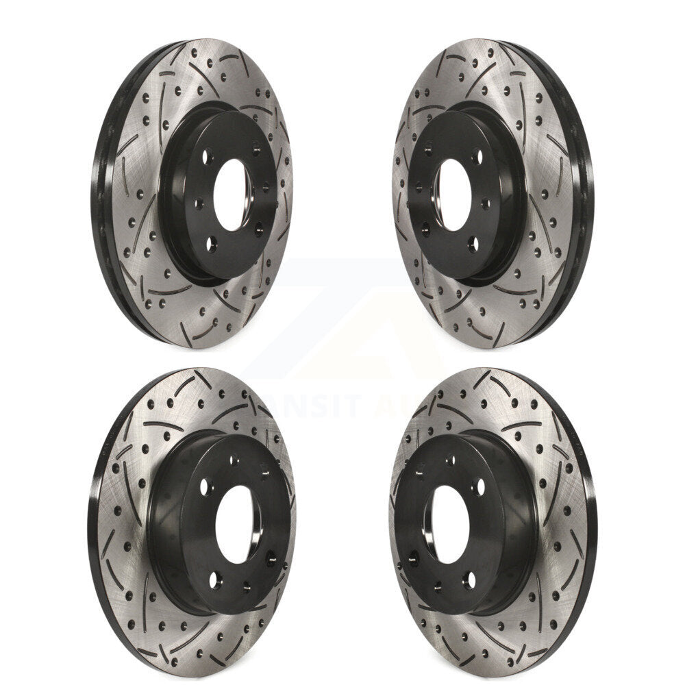 Coated Drilled Slotted Disc Brake Rotors Front Rear Kit For Fiat 500
