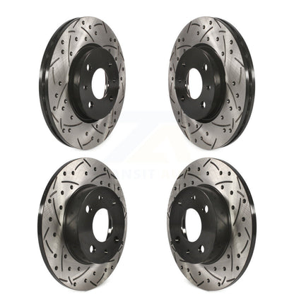 Coated Drilled Slotted Disc Brake Rotors Front Rear Kit For Fiat 500