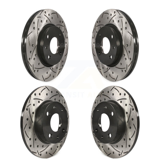 Coated Drilled Slotted Disc Brake Rotors Front Rear Kit For Fiat 500