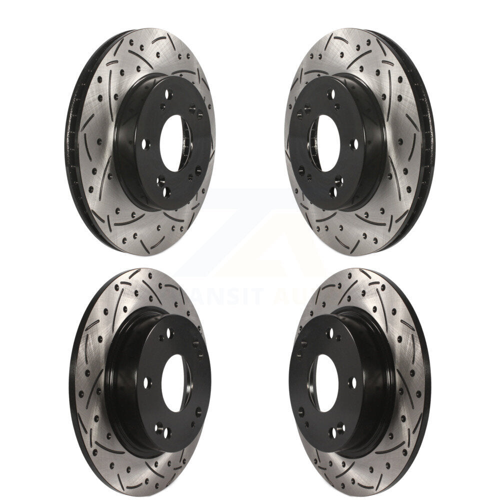 Coated Drilled Slotted Disc Brake Rotor Front Rear Kit For Honda Civic Acura ILX
