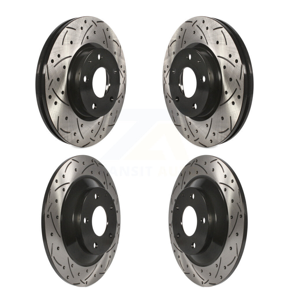 Coated Drilled Slotted Disc Brake Rotors Front Rear Kit For 2013-2015 Mazda CX-5