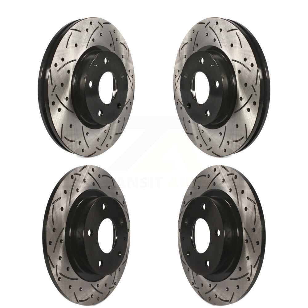 Coated Drilled Slotted Disc Brake Rotors Front Rear Kit For 2014-2018 Mazda 6