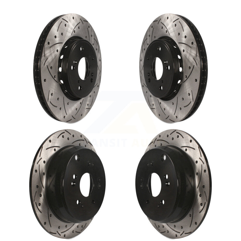 Coated Drilled Slotted Disc Brake Rotors Front Rear Kit For 2013-2018 Acura RDX