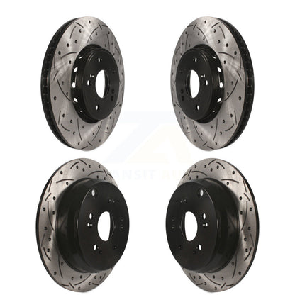 Coated Drilled Slotted Disc Brake Rotors Front Rear Kit For 2013-2018 Acura RDX