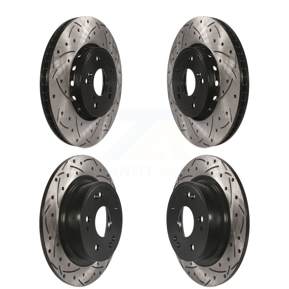 Coated Drilled Slotted Disc Brake Rotors Front Rear Kit For 2016 Acura ILX
