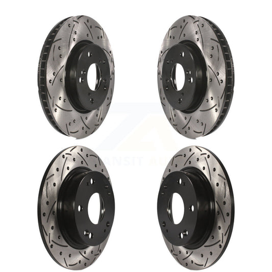 Coated Drilled Slotted Disc Brake Rotors Front Rear Kit For Honda Civic