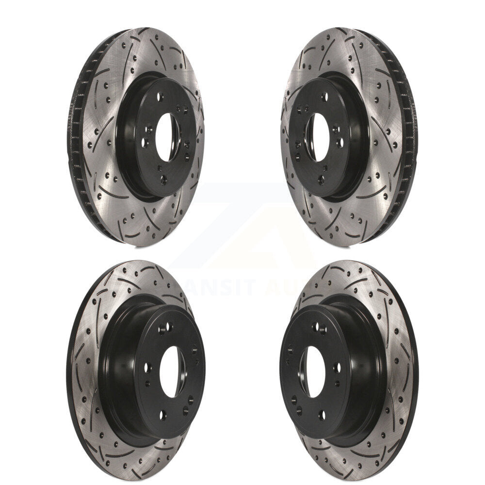 Coated Drilled Slotted Disc Brake Rotors Front Rear Kit For Honda Accord