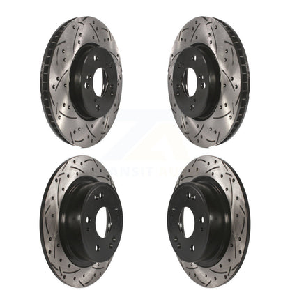 Coated Drilled Slotted Disc Brake Rotors Front Rear Kit For Honda Accord
