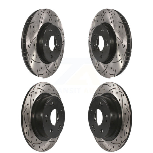 Coated Drilled Slotted Disc Brake Rotors Front Rear Kit For Honda Accord