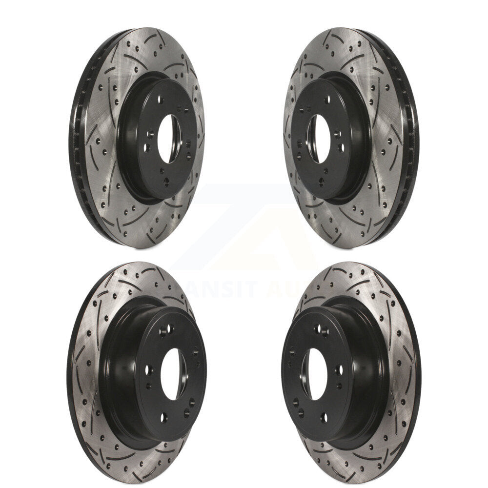 Coated Drilled Slotted Disc Brake Rotors Front Rear Kit For Honda HR-V Accord