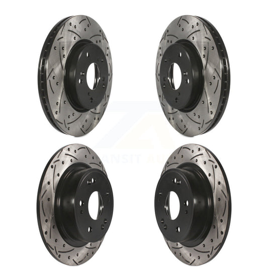 Coated Drilled Slotted Disc Brake Rotors Front Rear Kit For Honda HR-V Accord