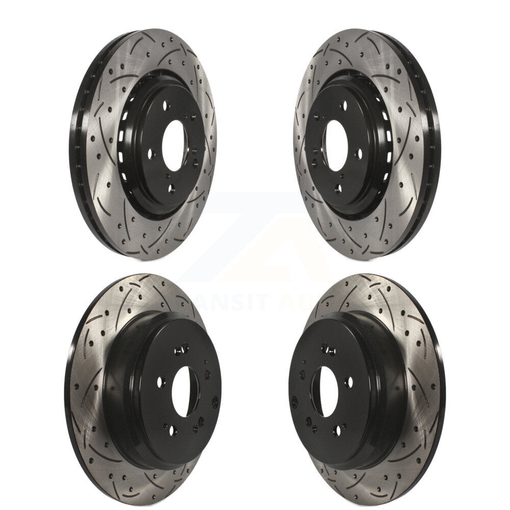 Coated Drilled Slot Disc Brake Rotors Front Rear Kit For 2015-2017 Honda Odyssey